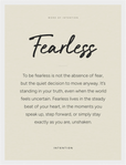 Fearless Word of Intention Framed print 30x40 cm / 12x16″ White frame Linen paper