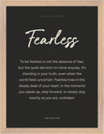 Fearless Word of Intention Framed print 30x40 cm / 12x16″ Wood frame Carbon paper