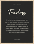 Fearless Word of Intention Framed print 30x40 cm / 12x16″ Wood frame Carbon paper