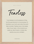 Fearless Word of Intention Framed print 30x40 cm / 12x16″ Wood frame Linen paper