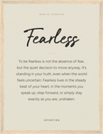 Fearless Word of Intention Framed print 30x40 cm / 12x16″ Wood frame Linen paper