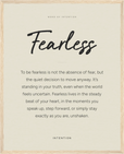 Fearless Word of Intention Framed print 40x50 cm / 16x20″ Wood frame Linen paper