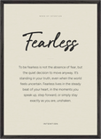 Fearless Word of Intention Framed print 50x70 cm / 20x28″ Black frame Linen paper