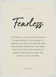 Fearless Word of Intention Framed print 50x70 cm / 20x28″ White frame Linen paper
