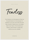 Fearless Word of Intention Framed print 50x70 cm / 20x28″ White frame Linen paper
