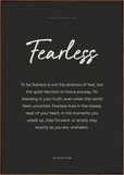 Fearless Word of Intention Framed print 70x100 cm / 28x40″ Dark wood frame Carbon paper
