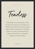 Fearless Word of Intention Framed print A3 (29.7 x 42 cm) Black frame Linen paper
