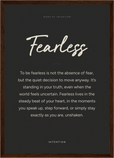 Fearless Word of Intention Framed print A3 (29.7 x 42 cm) Dark wood frame Carbon paper