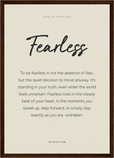 Fearless Word of Intention Framed print A3 (29.7 x 42 cm) Dark wood frame Linen paper