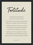 Fortitude Word of Intention Framed print 21x29.7 cm / 8x12" Black frame Linen paper