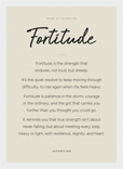 Fortitude Word of Intention Framed print 21x29.7 cm / 8x12" White frame Linen paper