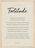 Fortitude Word of Intention Framed print 21x29.7 cm / 8x12" Wood frame Linen paper