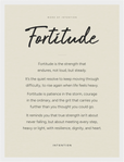 Fortitude Word of Intention Framed print 30x40 cm / 12x16″ White frame Linen paper