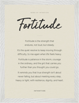 Fortitude Word of Intention Framed print 30x40 cm / 12x16″ White frame Linen paper