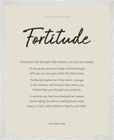 Fortitude Word of Intention Framed print 40x50 cm / 16x20″ White frame Linen paper
