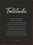 Fortitude Word of Intention Framed print 50x70 cm / 20x28″ Dark wood frame Carbon paper