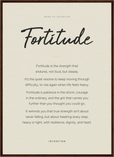 Fortitude Word of Intention Framed print 50x70 cm / 20x28″ Dark wood frame Linen paper