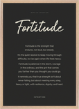Fortitude Word of Intention Framed print 50x70 cm / 20x28″ Wood frame Carbon paper