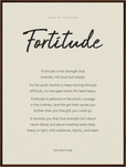 Fortitude Word of Intention Framed print 60x80 cm / 24x32″ Dark wood frame Linen paper