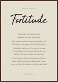 Fortitude Word of Intention Framed print 70x100 cm / 28x40″ Dark wood frame Linen paper