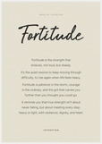 Fortitude Word of Intention Framed print 70x100 cm / 28x40″ White frame Linen paper