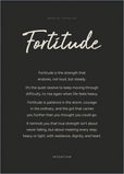 Fortitude Word of Intention Framed print A1 (59.4 x 84.1 cm) Black frame Carbon paper