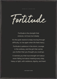 Fortitude Word of Intention Framed print A1 (59.4 x 84.1 cm) Black frame Carbon paper