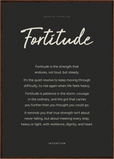 Fortitude Word of Intention Framed print A1 (59.4 x 84.1 cm) Dark wood frame Carbon paper
