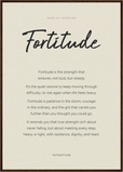 Fortitude Word of Intention Framed print A1 (59.4 x 84.1 cm) Dark wood frame Linen paper