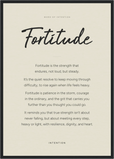 Fortitude Word of Intention Framed print A2 (42 x 59.4 cm) Black frame Linen paper