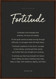 Fortitude Word of Intention Framed print A2 (42 x 59.4 cm) Dark wood frame Carbon paper