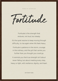 Fortitude Word of Intention Framed print A2 (42 x 59.4 cm) Dark wood frame Linen paper