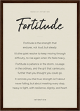 Fortitude Word of Intention Framed print A3 (29.7 x 42 cm) Dark wood frame Linen paper