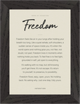 Freedom Word of Intention Framed print 13x18 cm / 5x7″ Black frame Linen paper