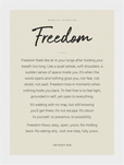 Freedom Word of Intention Framed print 13x18 cm / 5x7″ White frame Linen paper