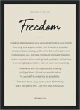 Freedom Word of Intention Framed print 21x29.7 cm / 8x12" Black frame Linen paper