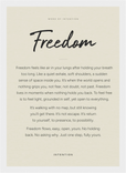 Freedom Word of Intention Framed print 21x29.7 cm / 8x12" White frame Linen paper