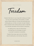 Freedom Word of Intention Framed print 21x29.7 cm / 8x12" Wood frame Linen paper