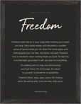 Freedom Word of Intention Framed print 30x40 cm / 12x16″ Black frame Carbon paper