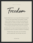 Freedom Word of Intention Framed print 30x40 cm / 12x16″ Black frame Linen paper