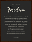 Freedom Word of Intention Framed print 30x40 cm / 12x16″ Dark wood frame Carbon paper