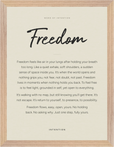 Freedom Word of Intention Framed print 30x40 cm / 12x16″ Wood frame Linen paper