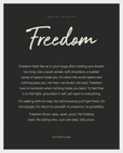 Freedom Word of Intention Framed print 40x50 cm / 16x20″ White frame Carbon paper