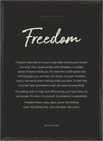Freedom Word of Intention Framed print 50x70 cm / 20x28″ Black frame Carbon paper