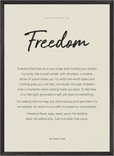 Freedom Word of Intention Framed print 50x70 cm / 20x28″ Black frame Linen paper