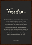Freedom Word of Intention Framed print 50x70 cm / 20x28″ Dark wood frame Carbon paper