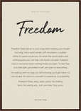 Freedom Word of Intention Framed print 50x70 cm / 20x28″ Dark wood frame Linen paper