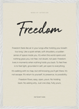 Freedom Word of Intention Framed print 50x70 cm / 20x28″ White frame Linen paper