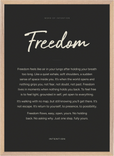 Freedom Word of Intention Framed print 50x70 cm / 20x28″ Wood frame Carbon paper