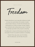 Freedom Word of Intention Framed print 60x80 cm / 24x32″ Dark wood frame Linen paper